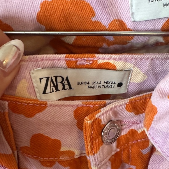 Zara Orange and Pink Floral Button-Up and shorts set - Picture 3 of 3